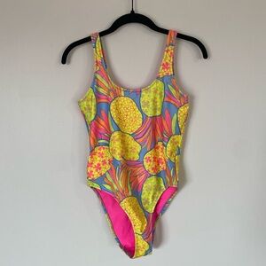 Chubbies Pinas Bathing Suit Neon Yellow Pineapple Print One Piece